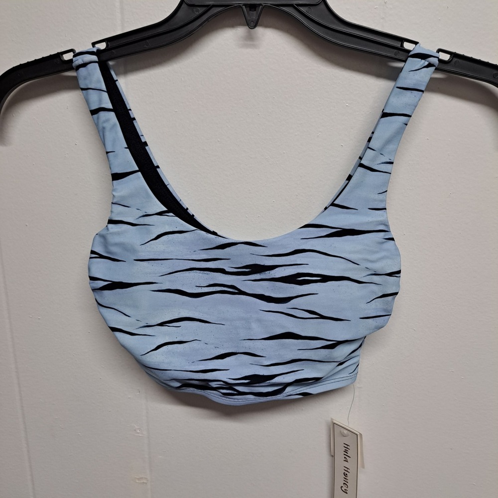 Hula Honey Swimwear Zebra Stripe‎ Bikini Top Powder Blue XS NWT